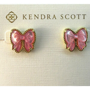 Kendra Scott Haley Bow Gold Stud Earrings Blush Pink Mother‑of‑Pearl Gold Plated